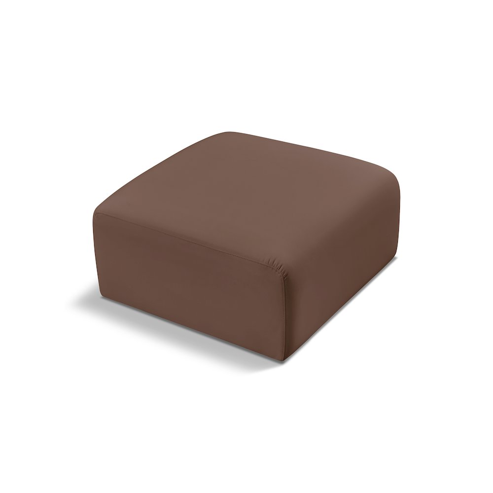 Arc Brown Vegan Leather Ottoman. Picture 1