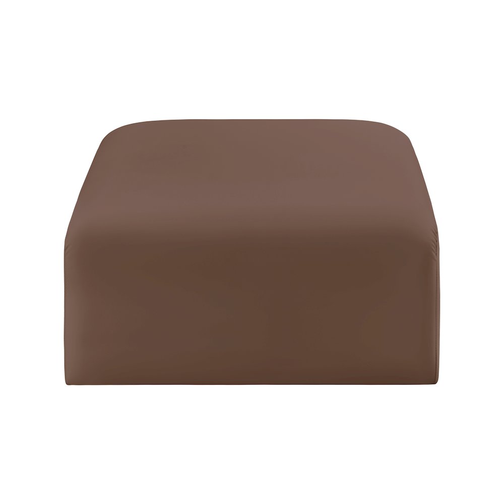 Arc Brown Vegan Leather Ottoman. Picture 3