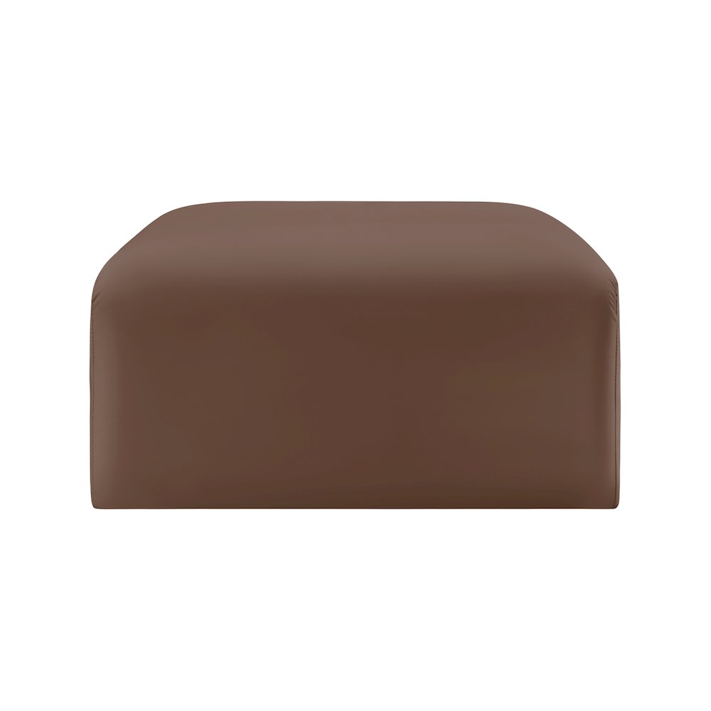 Arc Brown Vegan Leather Ottoman. Picture 4