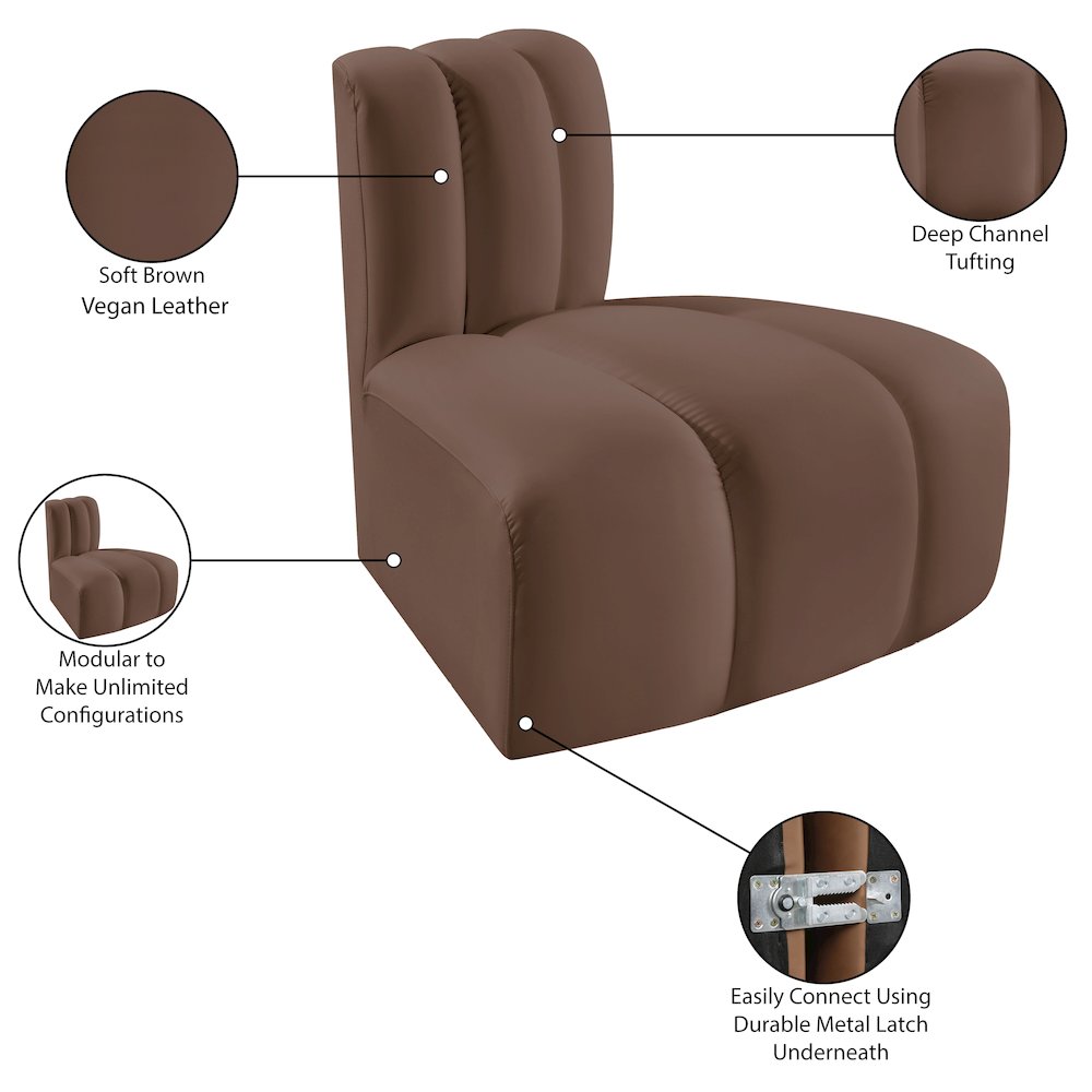 Arc Brown Vegan Leather Reverse Corner. Picture 12