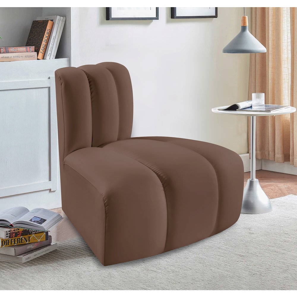 Arc Brown Vegan Leather Reverse Corner. Picture 2