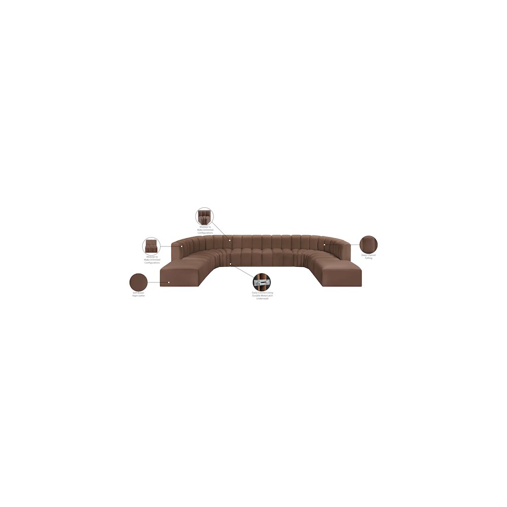 Arc Brown Vegan Leather Modular Sofa. Picture 12