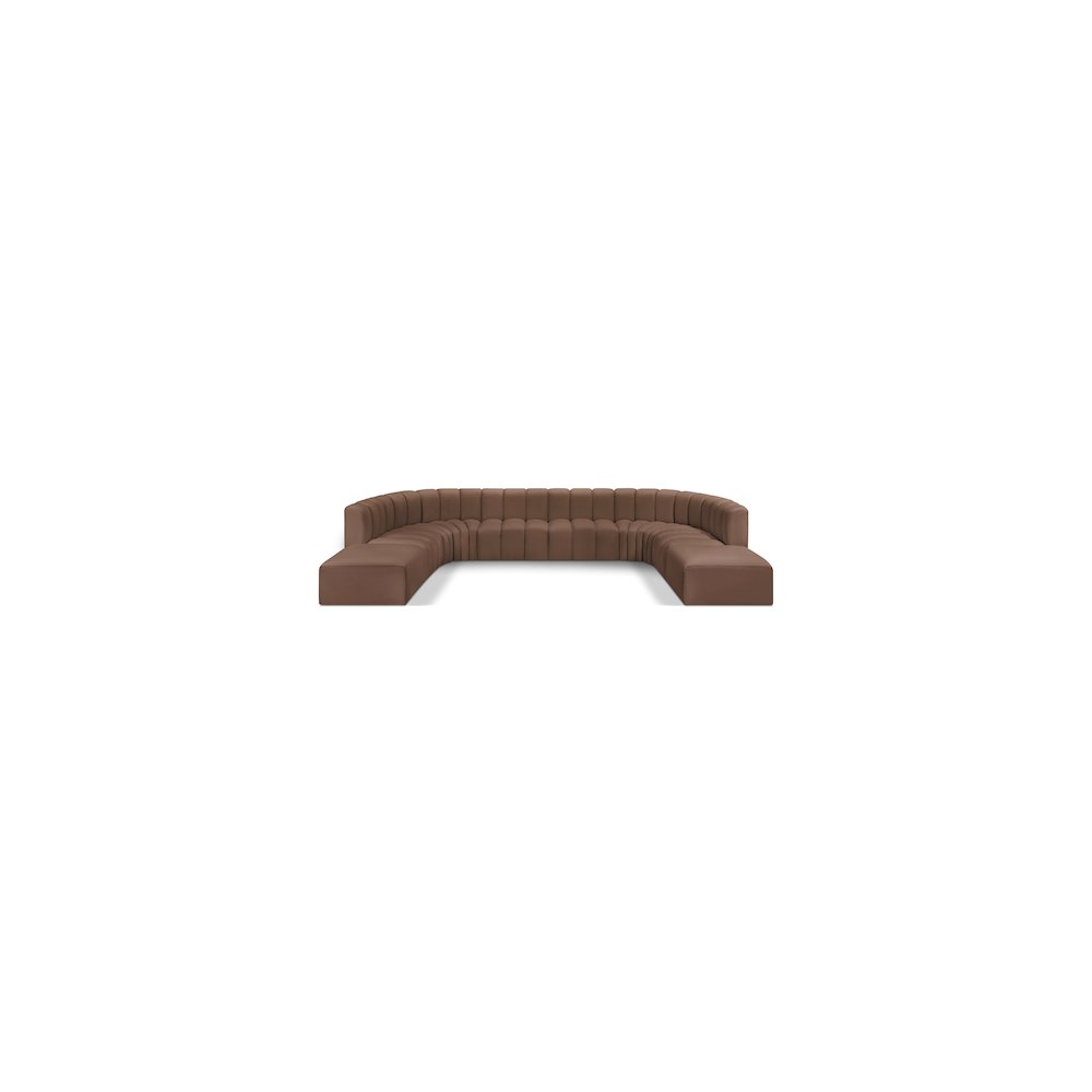 Arc Brown Vegan Leather Modular Sofa. Picture 1