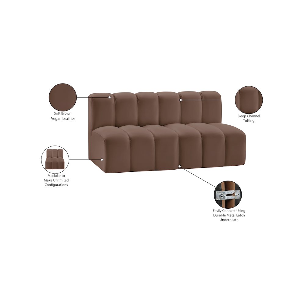 Arc Brown Vegan Leather Modular Sofa. Picture 12