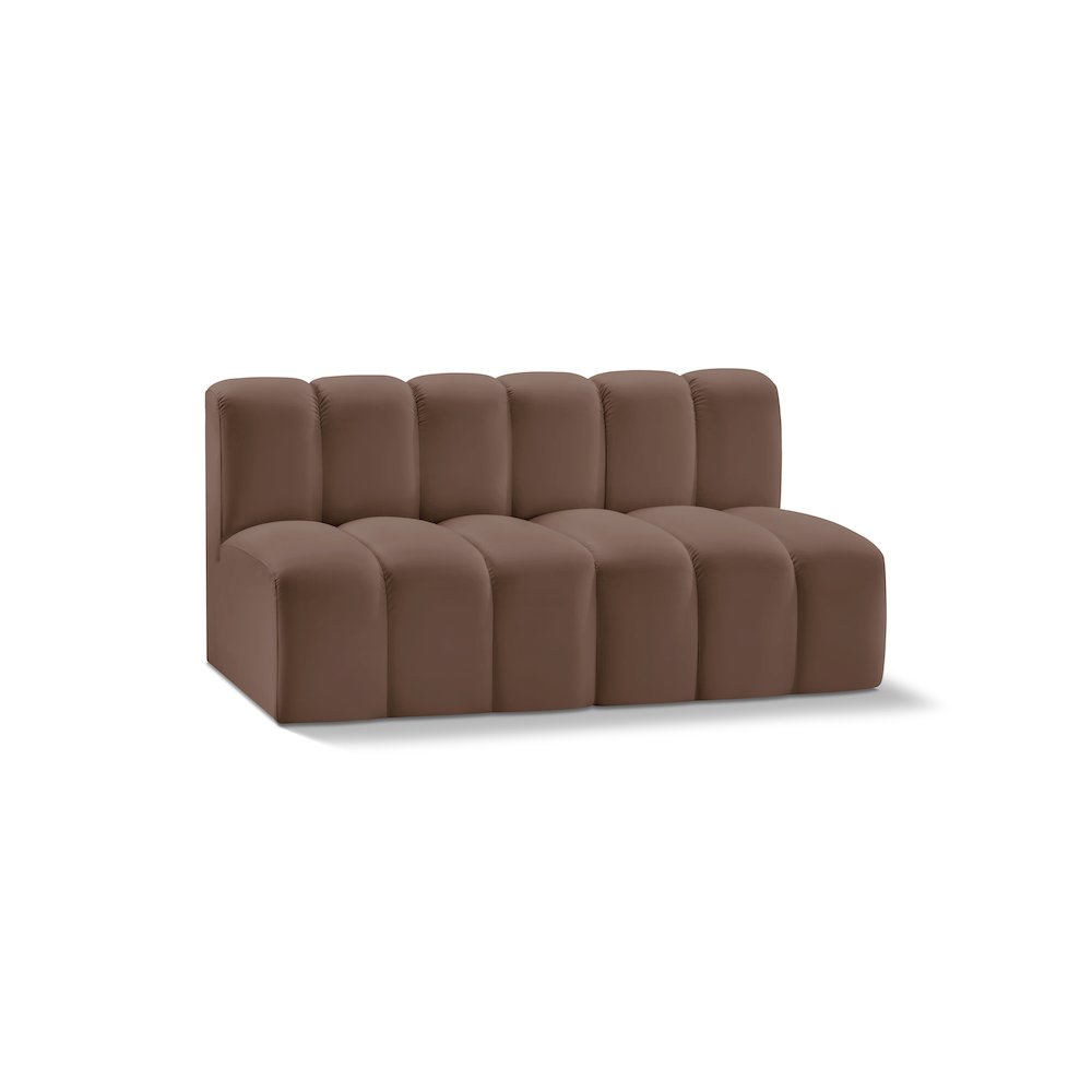 Arc Brown Vegan Leather Modular Sofa. Picture 1