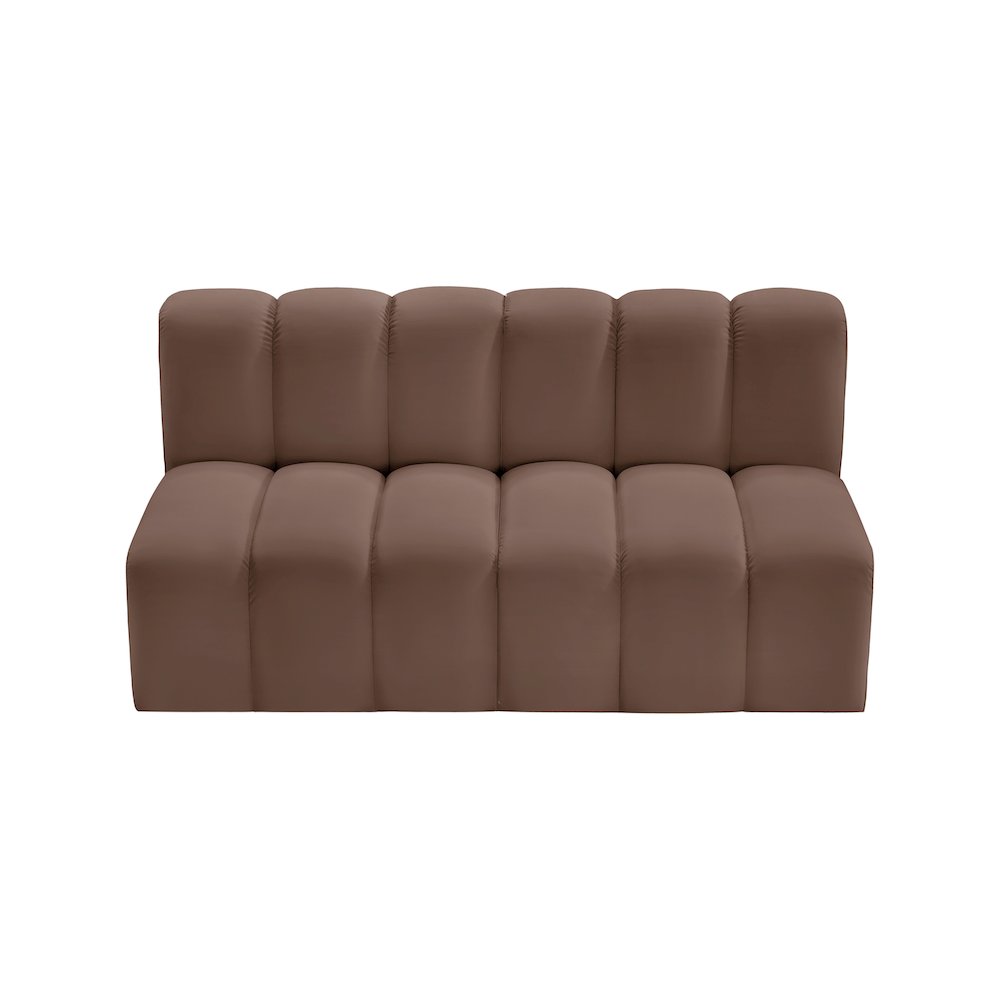 Arc Brown Vegan Leather Modular Sofa. Picture 4