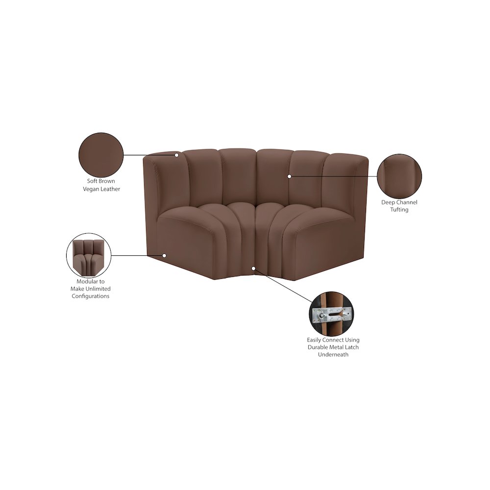 Arc Brown Vegan Leather Modular Sofa. Picture 11