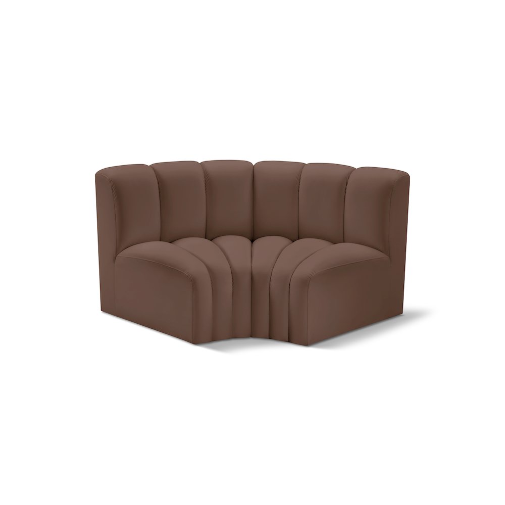 Arc Brown Vegan Leather Modular Sofa. Picture 1