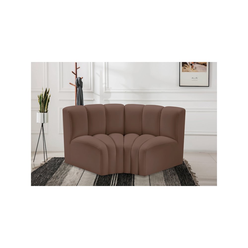 Arc Brown Vegan Leather Modular Sofa. Picture 2