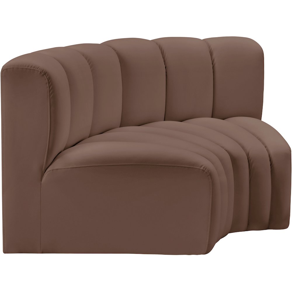 Arc Brown Vegan Leather Modular Sofa. Picture 4