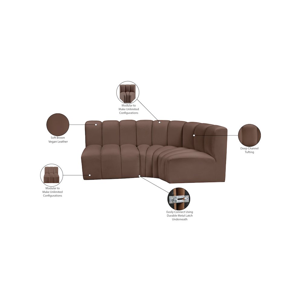 Arc Brown Vegan Leather Modular Sofa. Picture 12