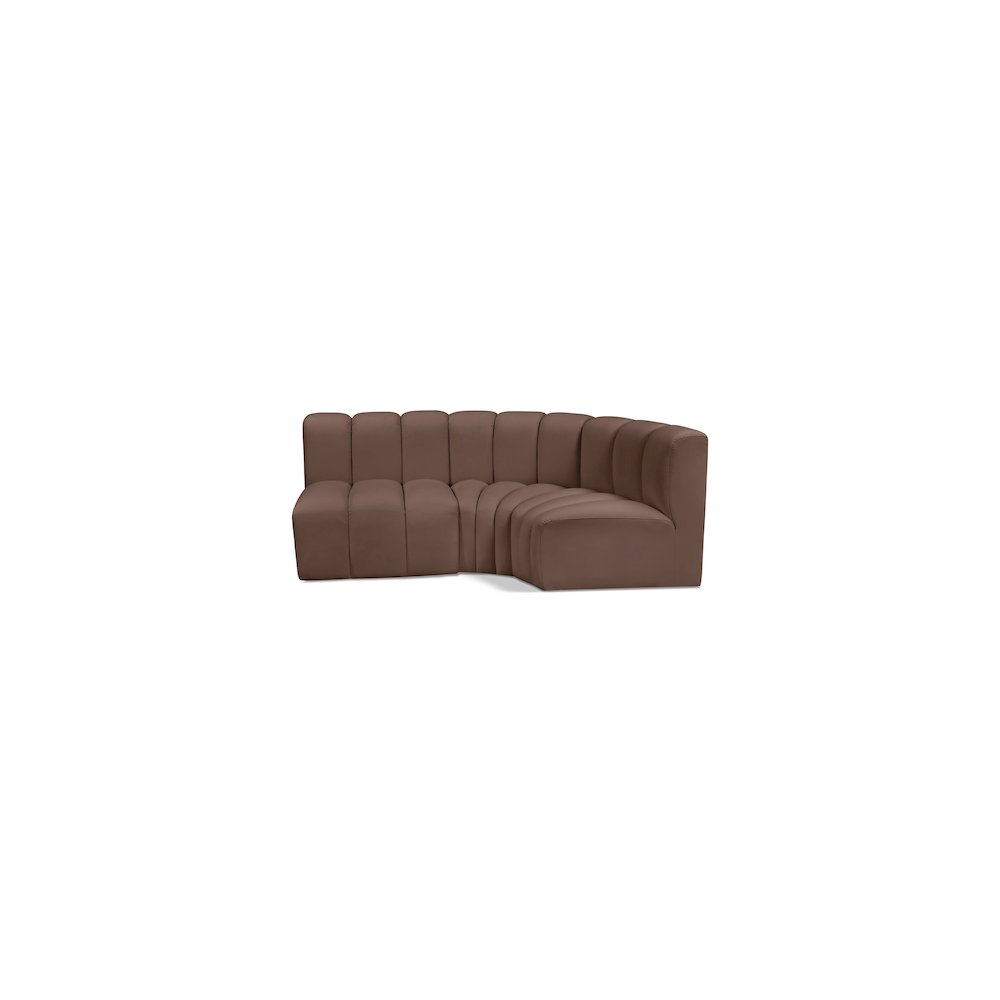 Arc Brown Vegan Leather Modular Sofa. Picture 1