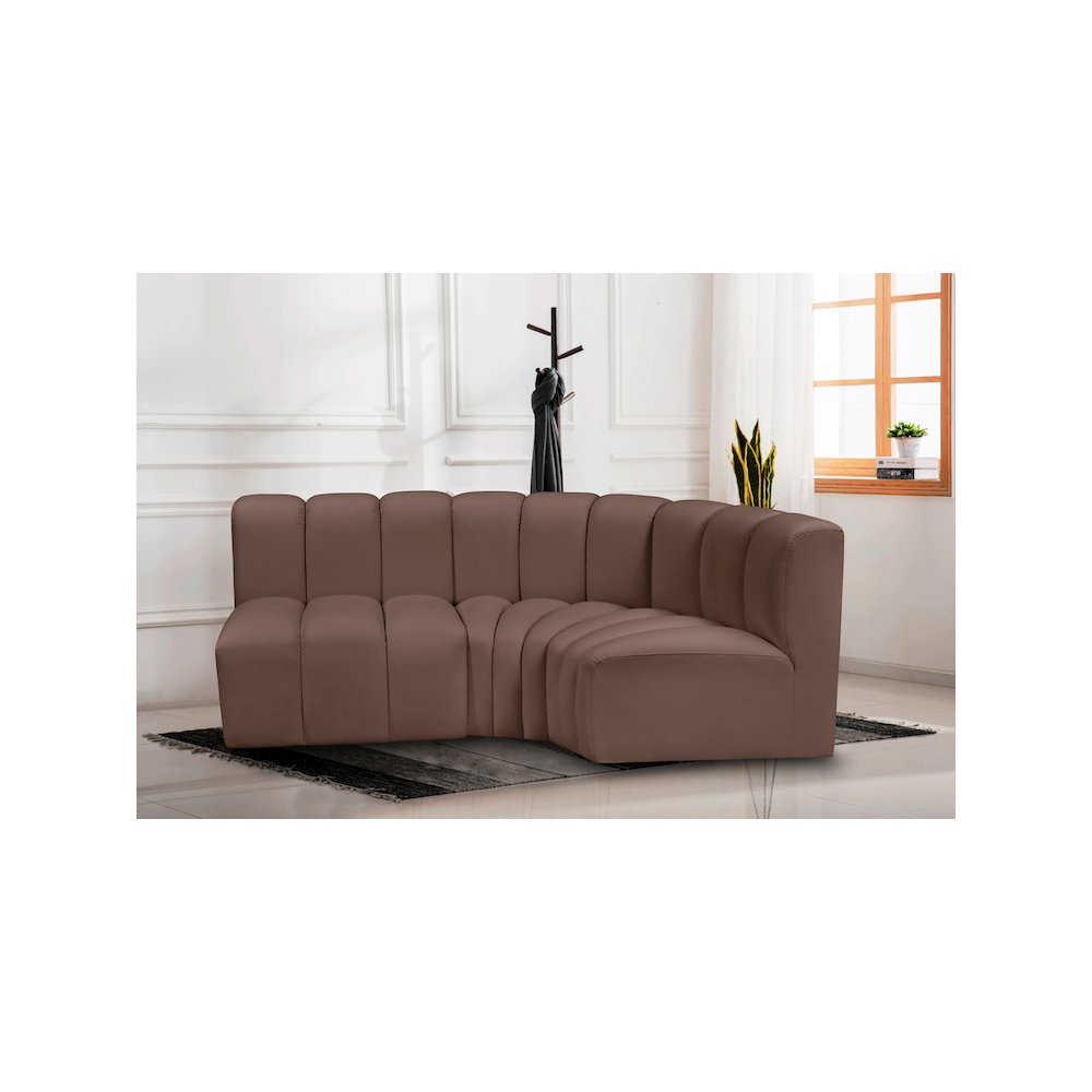 Arc Brown Vegan Leather Modular Sofa. Picture 2