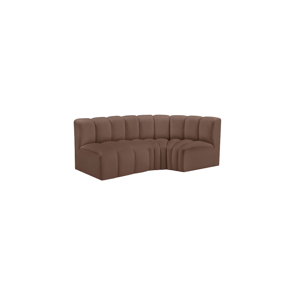 Arc Brown Vegan Leather Modular Sofa. Picture 4