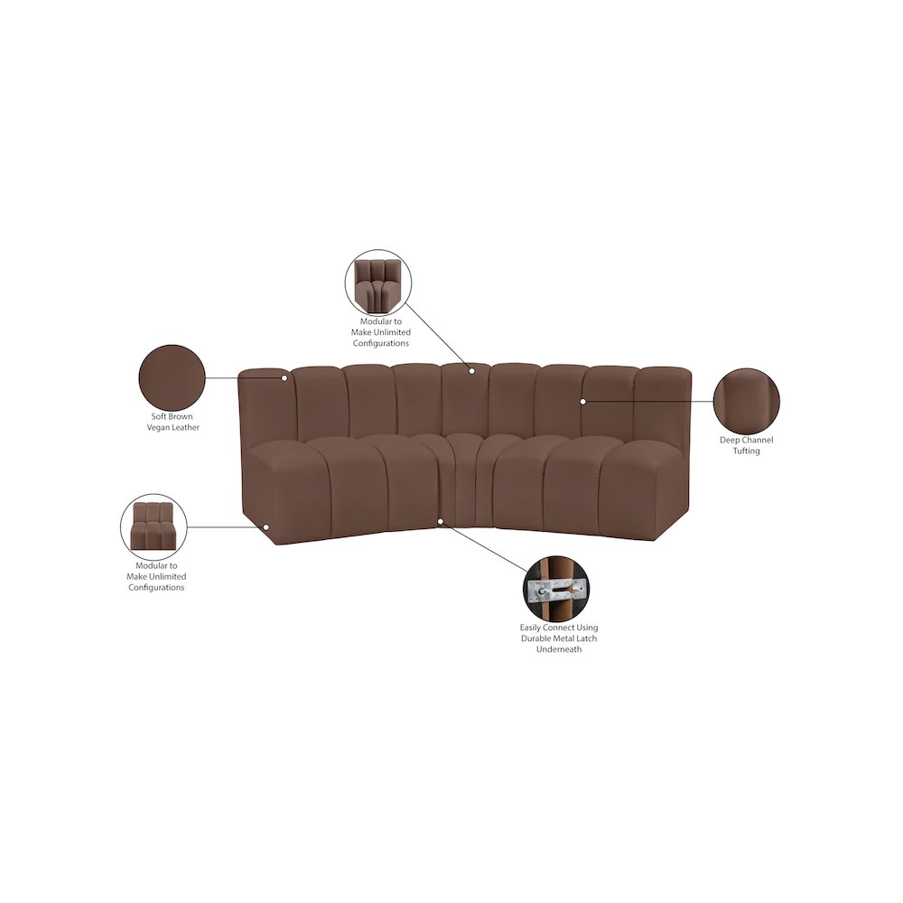 Arc Brown Vegan Leather Modular Sofa. Picture 12