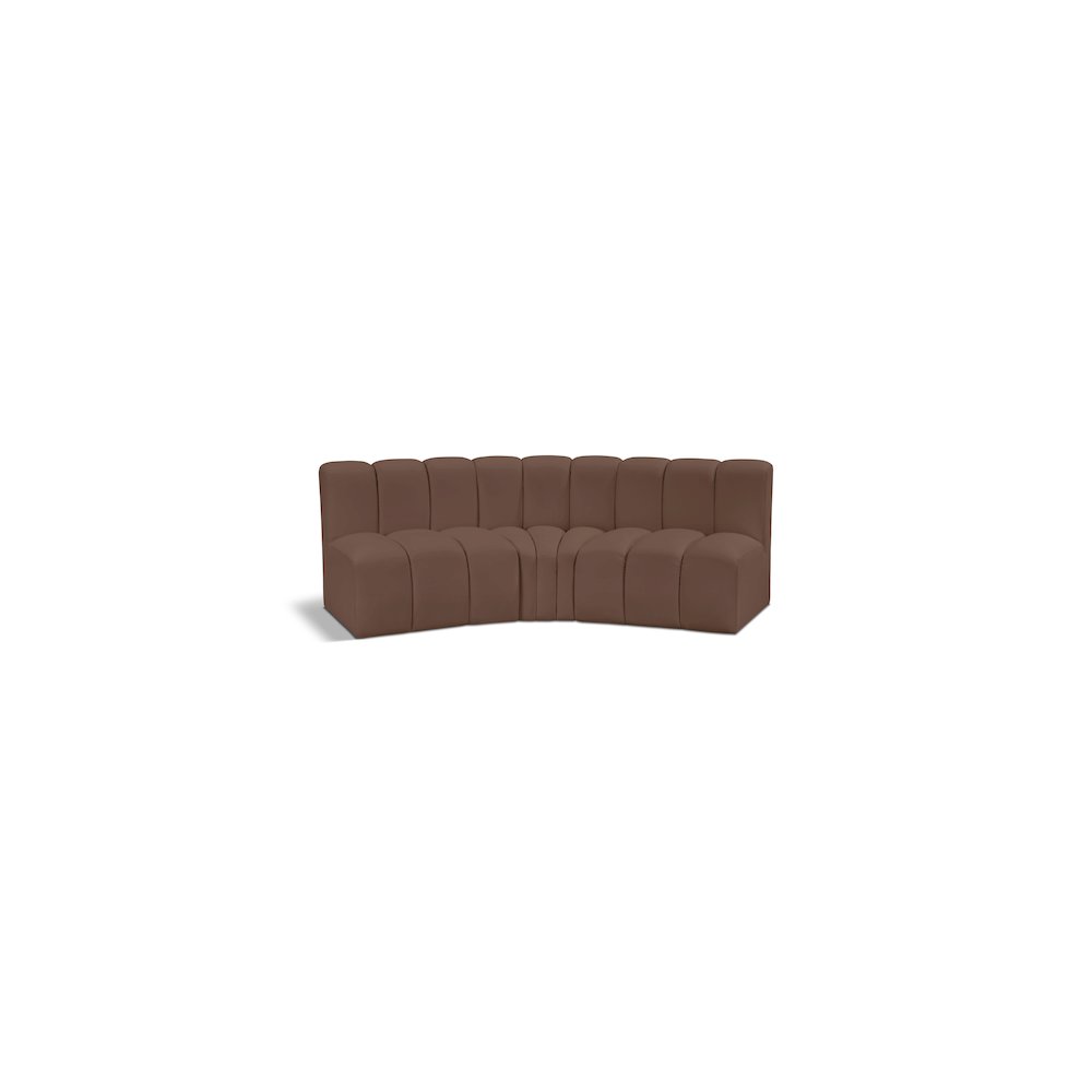 Arc Brown Vegan Leather Modular Sofa. Picture 1