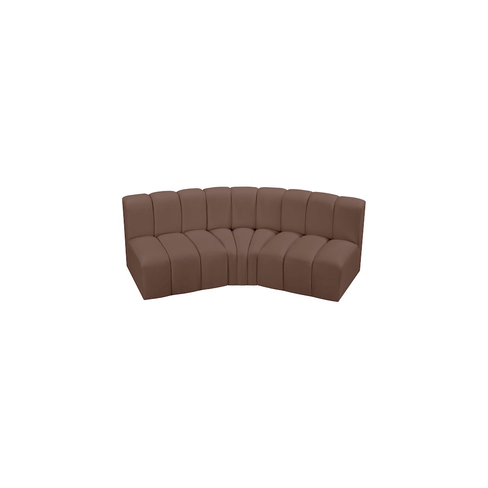 Arc Brown Vegan Leather Modular Sofa. Picture 3