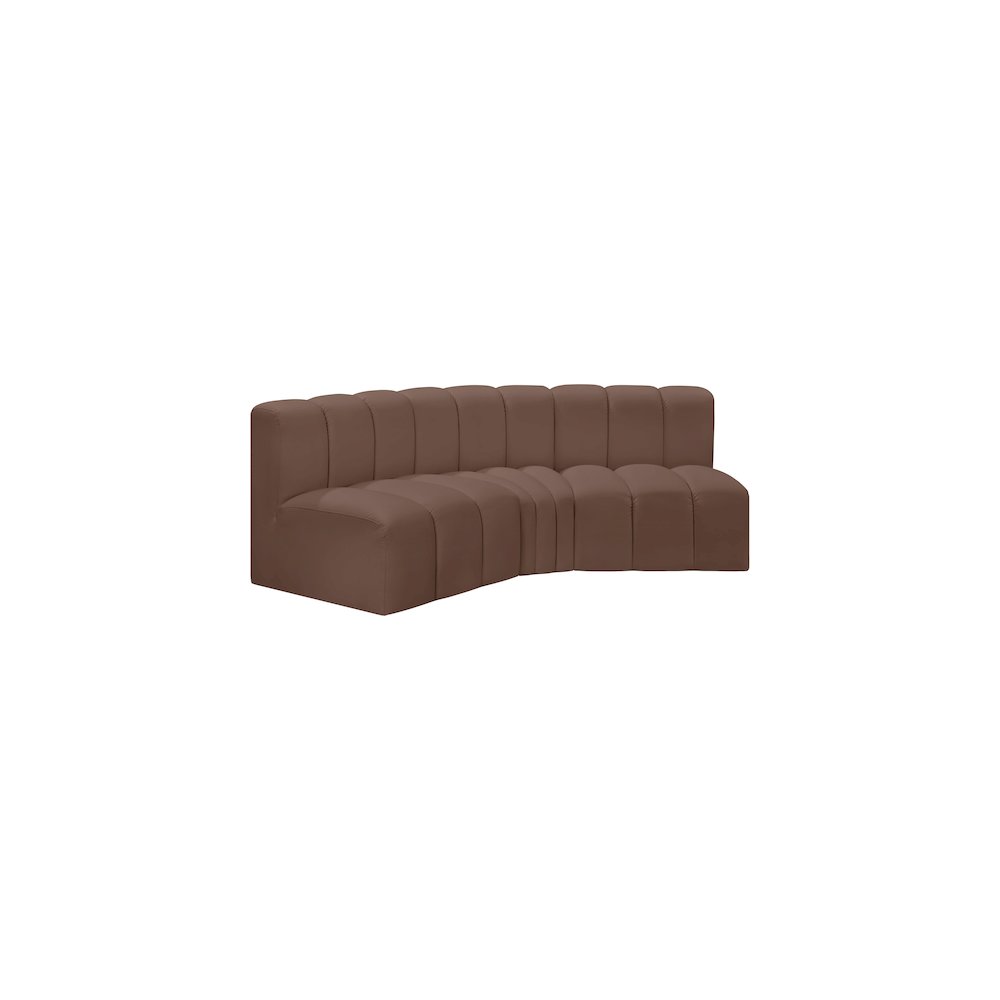 Arc Brown Vegan Leather Modular Sofa. Picture 4