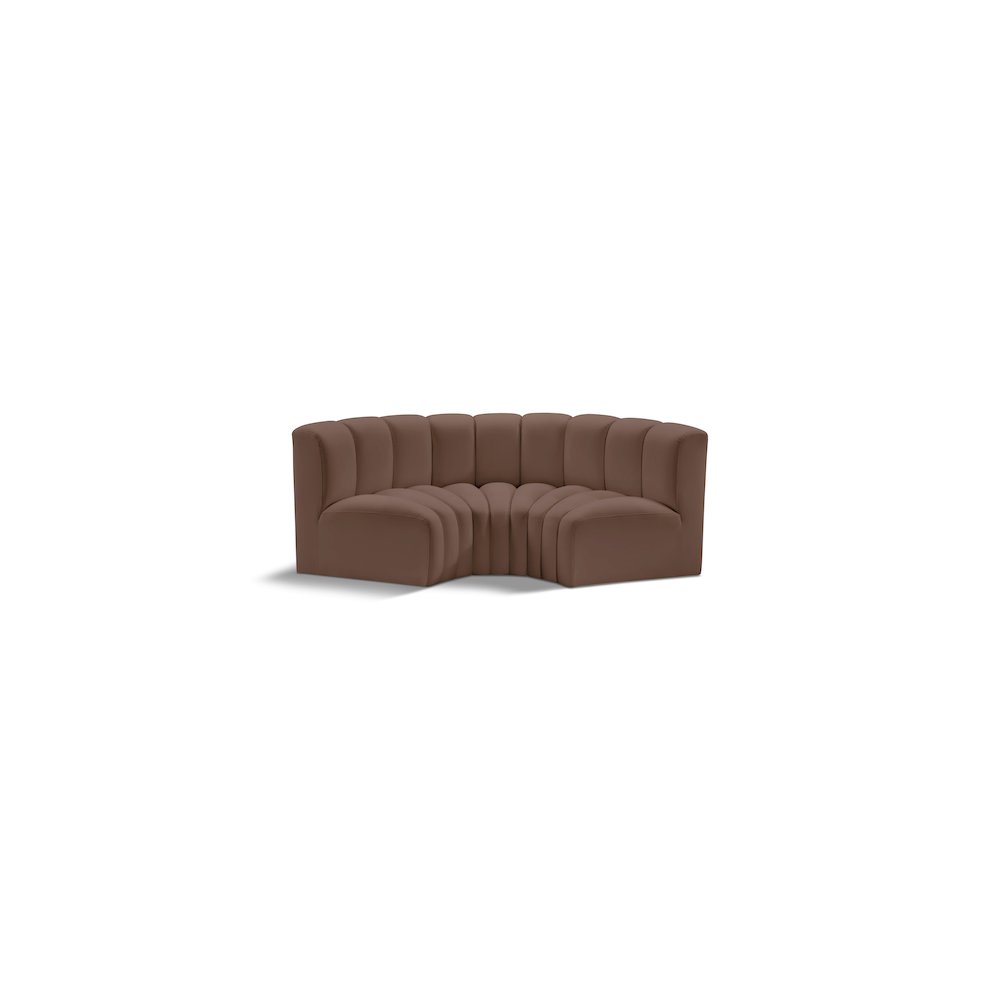 Arc Brown Vegan Leather Modular Sofa. Picture 1