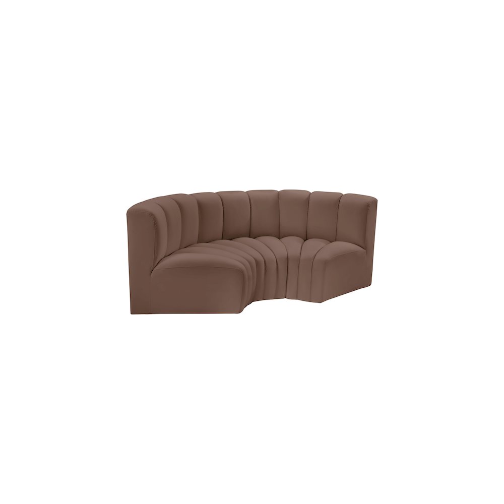 Arc Brown Vegan Leather Modular Sofa. Picture 4