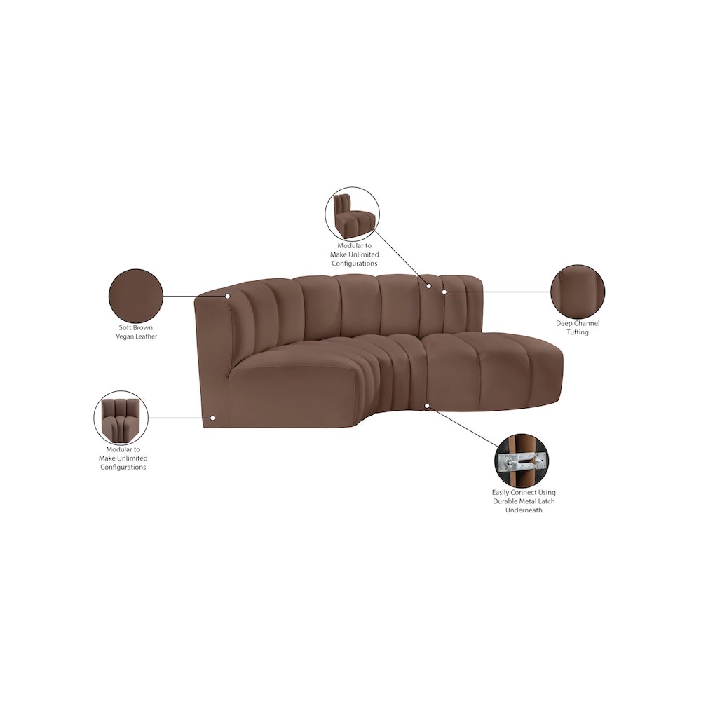 Arc Brown Vegan Leather Modular Sofa. Picture 12
