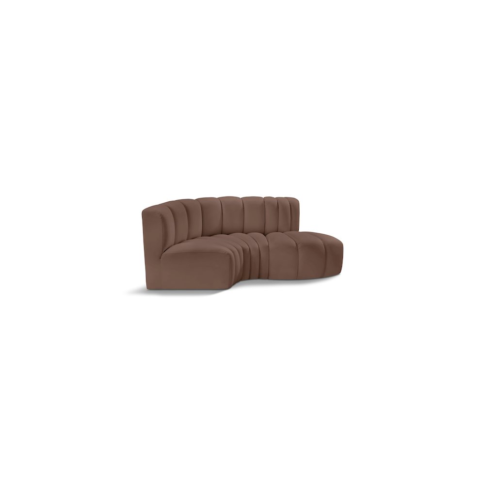 Arc Brown Vegan Leather Modular Sofa. Picture 1