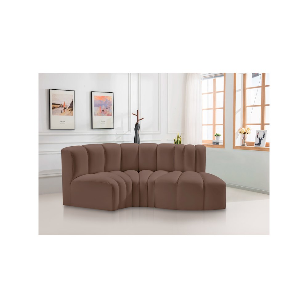 Arc Brown Vegan Leather Modular Sofa. Picture 2