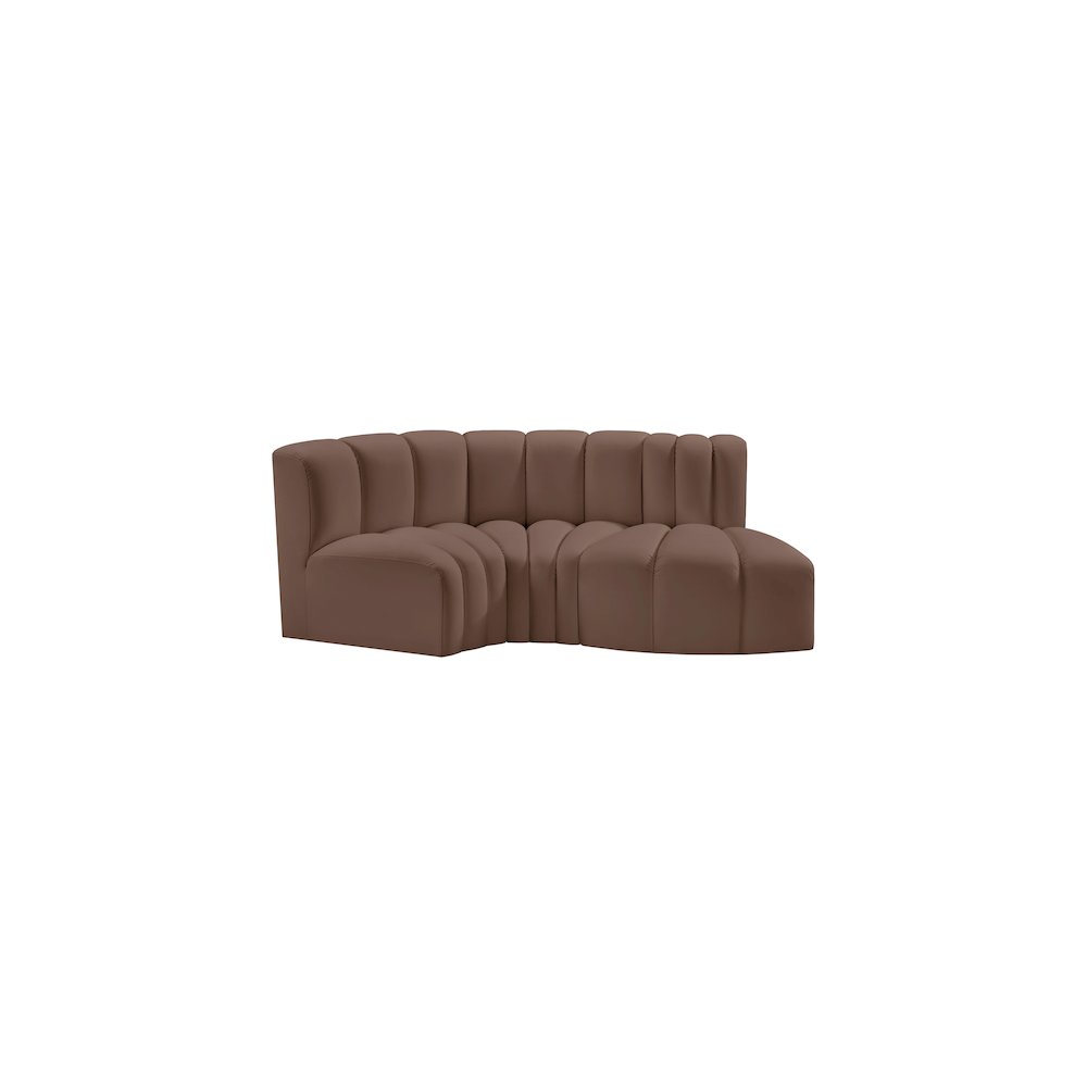 Arc Brown Vegan Leather Modular Sofa. Picture 5