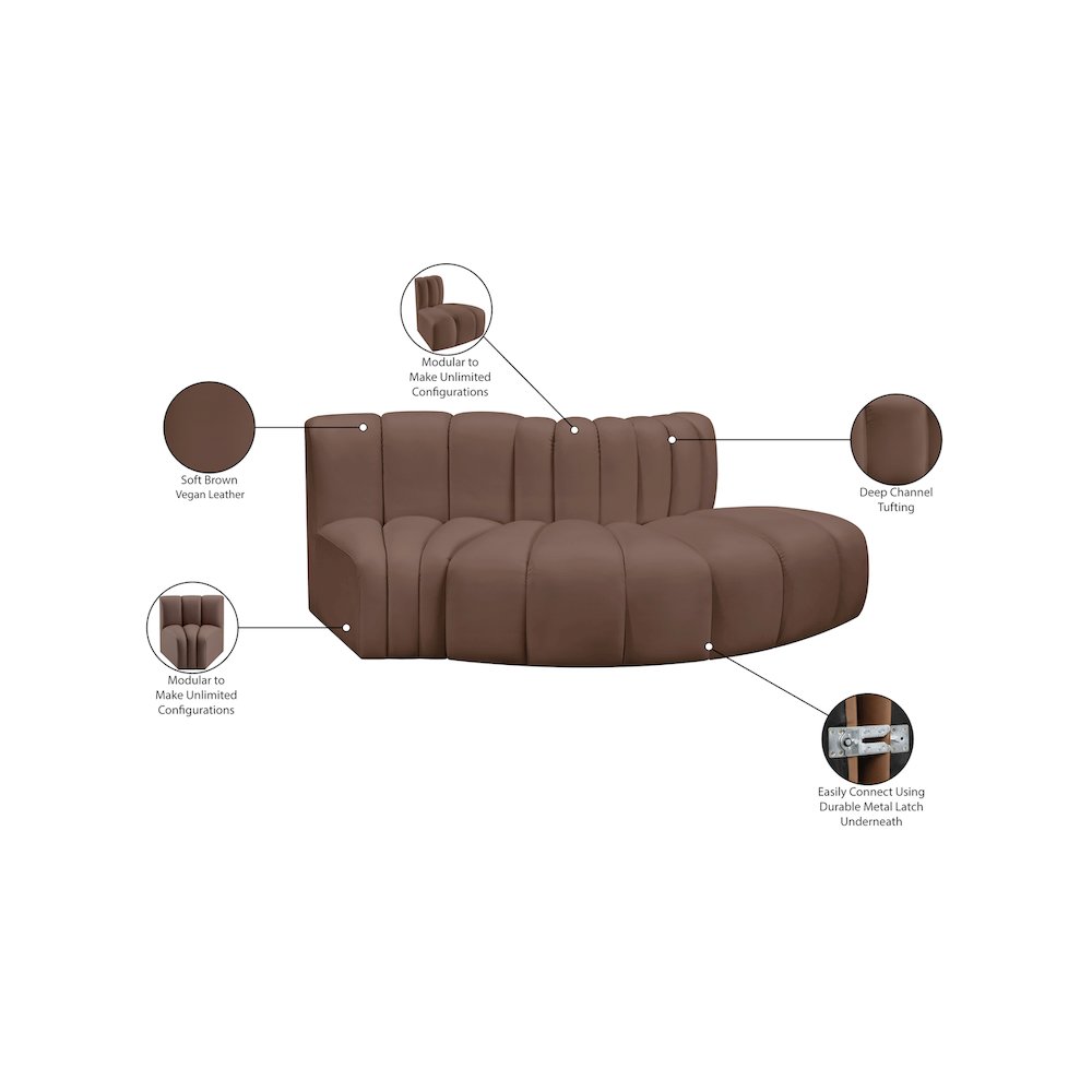 Arc Brown Vegan Leather Modular Sofa. Picture 11