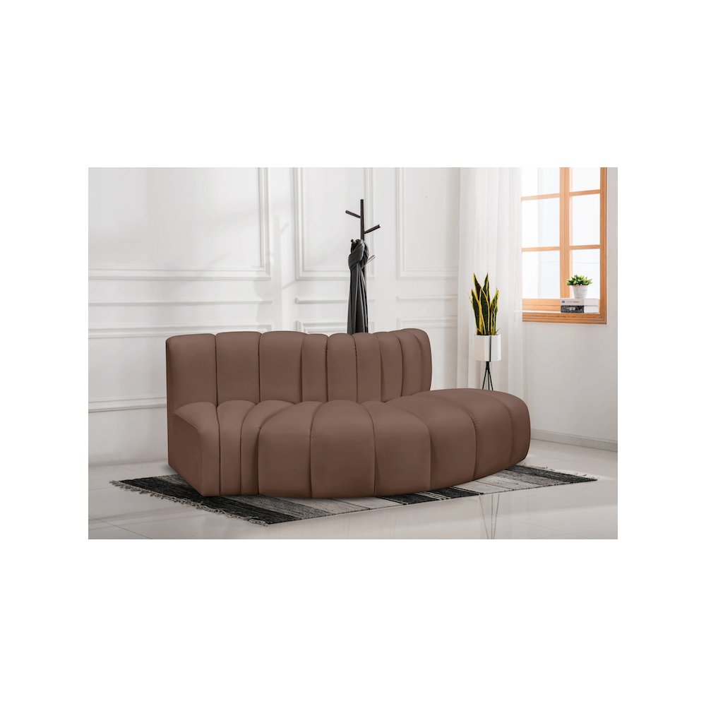 Arc Brown Vegan Leather Modular Sofa. Picture 2