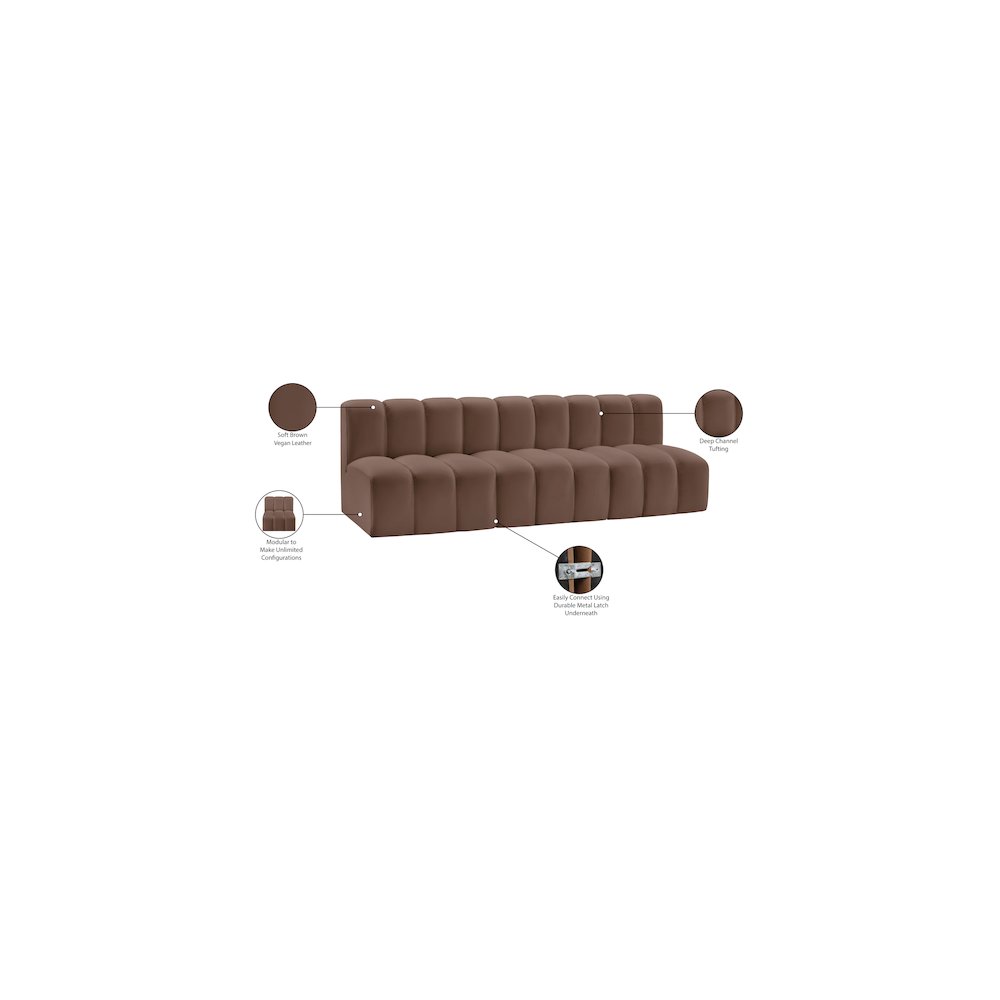 Arc Brown Vegan Leather Modular Sofa. Picture 12