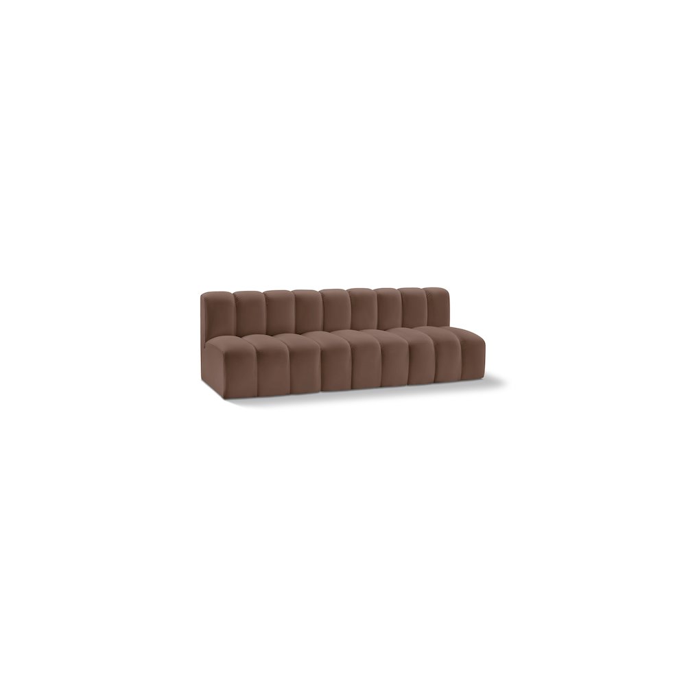 Arc Brown Vegan Leather Modular Sofa. Picture 1