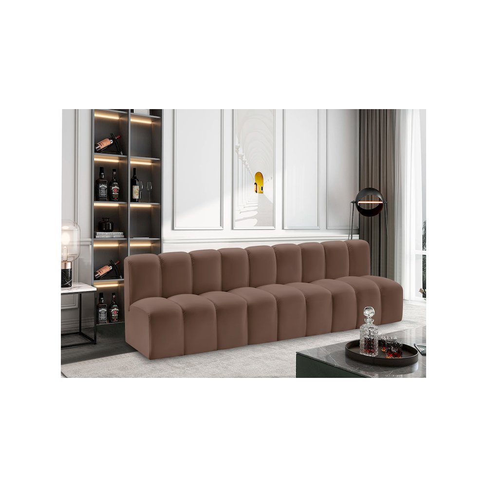 Arc Brown Vegan Leather Modular Sofa. Picture 2