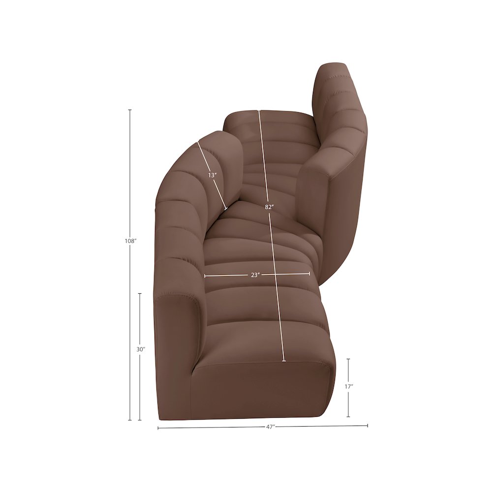 Arc Brown Vegan Leather Modular Sofa. Picture 10