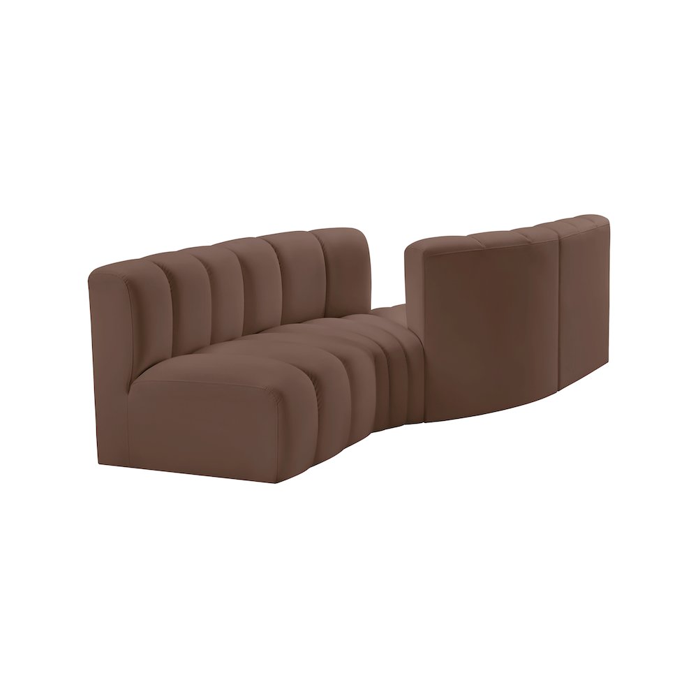 Arc Brown Vegan Leather Modular Sofa. Picture 3