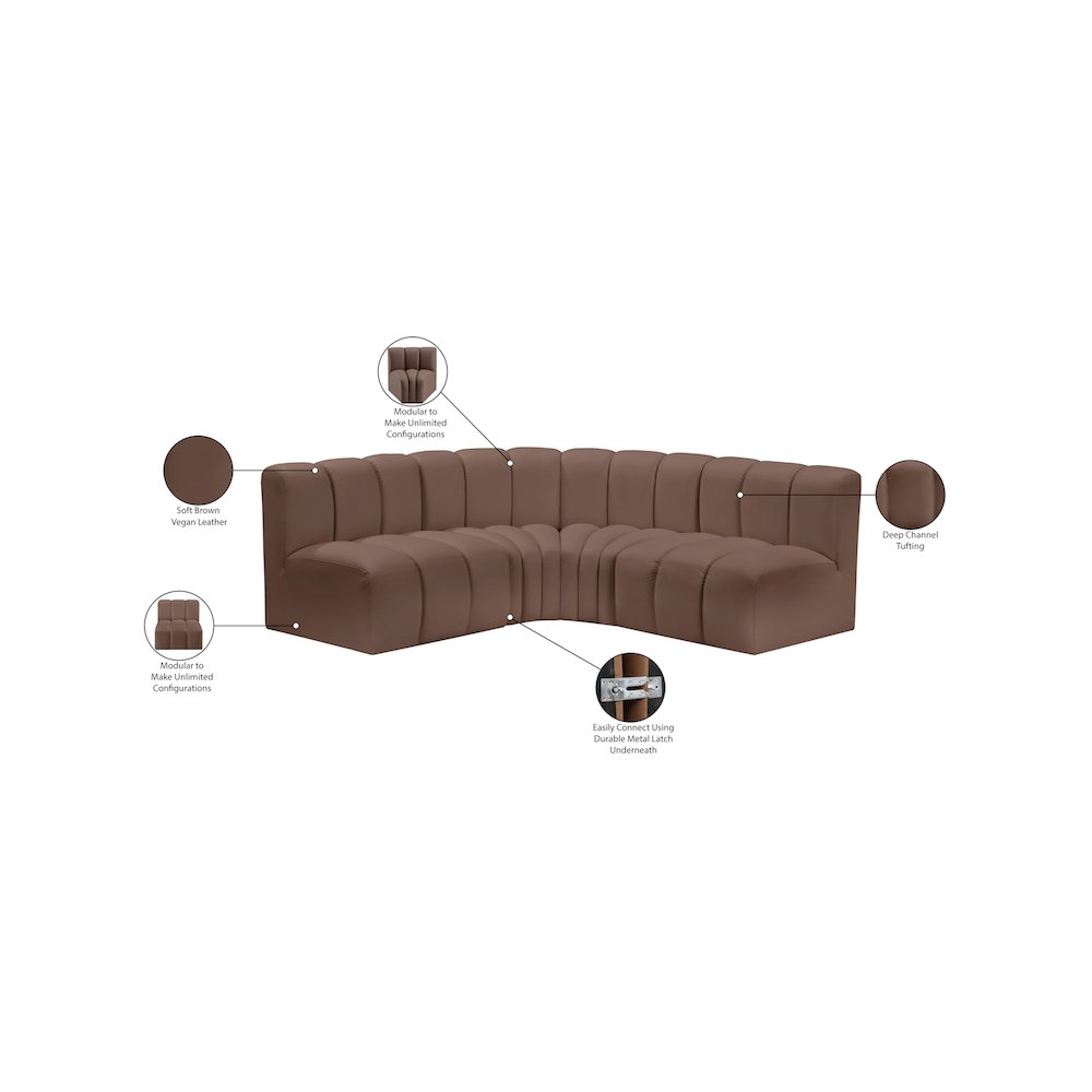 Arc Brown Vegan Leather Modular Sofa. Picture 12