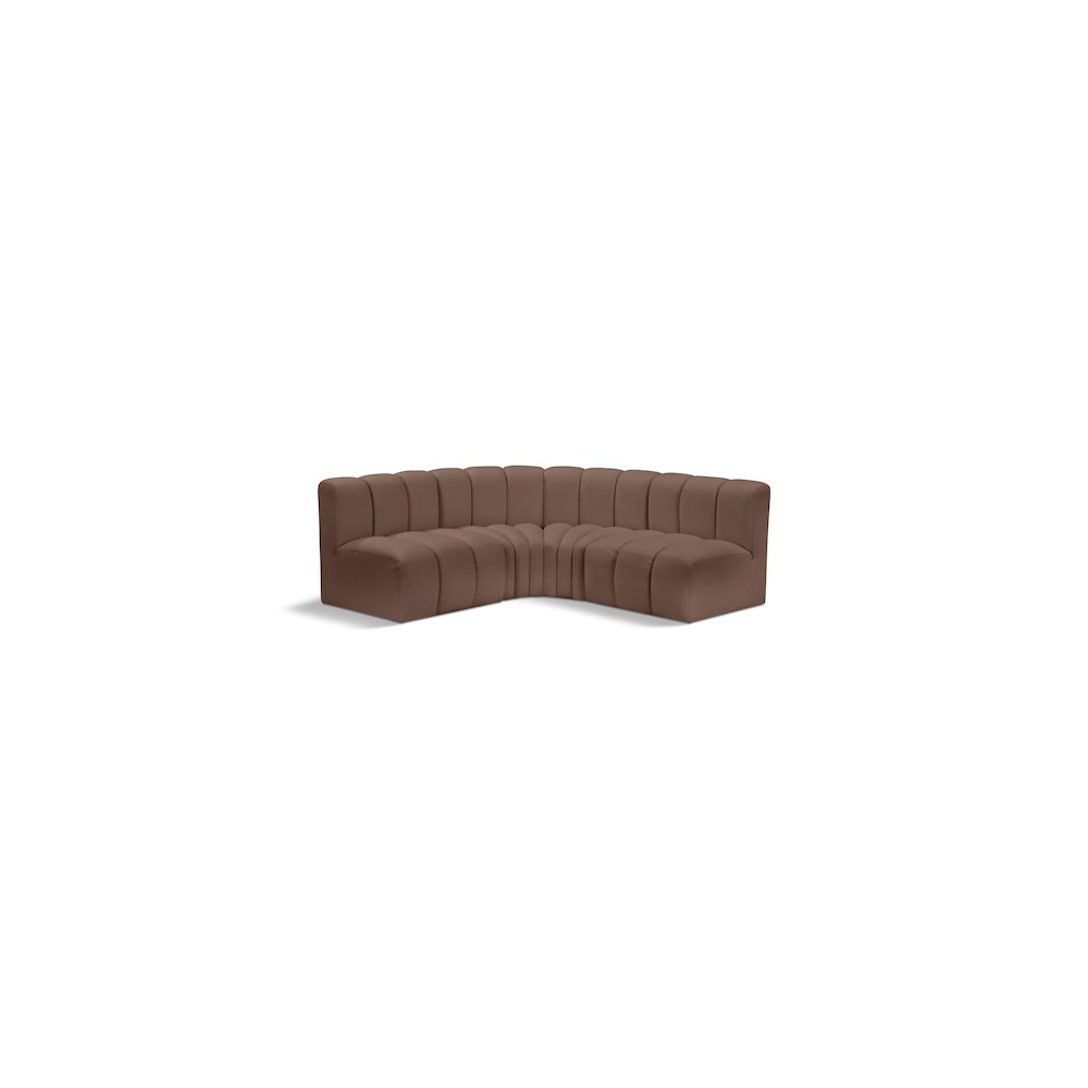 Arc Brown Vegan Leather Modular Sofa. Picture 1
