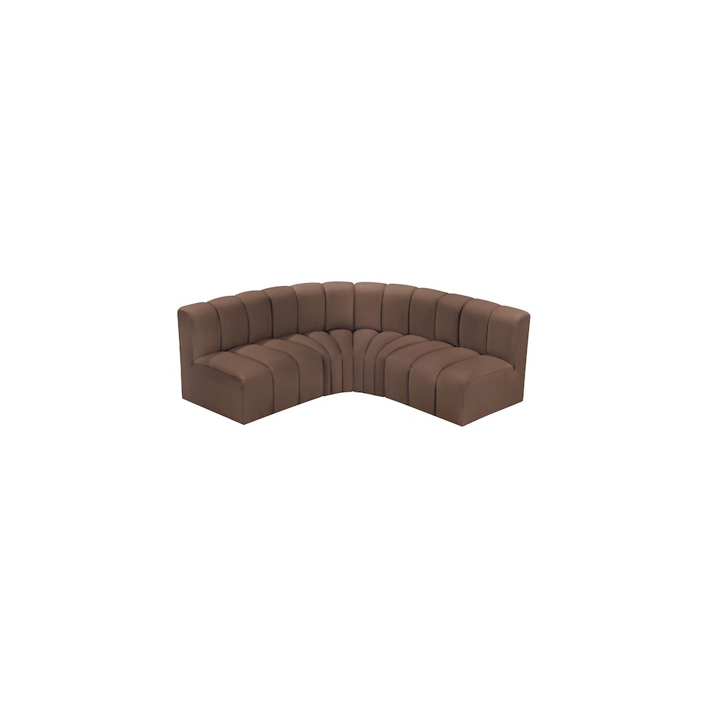 Arc Brown Vegan Leather Modular Sofa. Picture 3