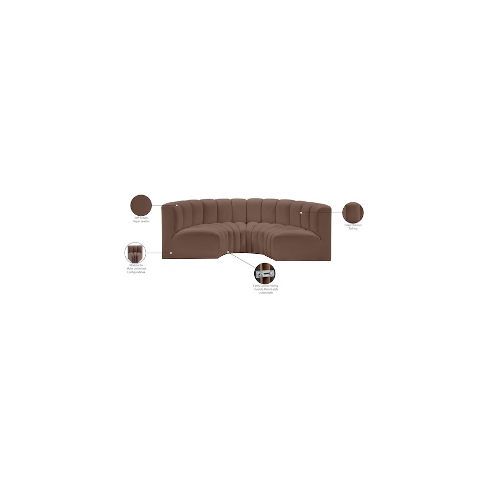 Arc Brown Vegan Leather Modular Sofa. Picture 12