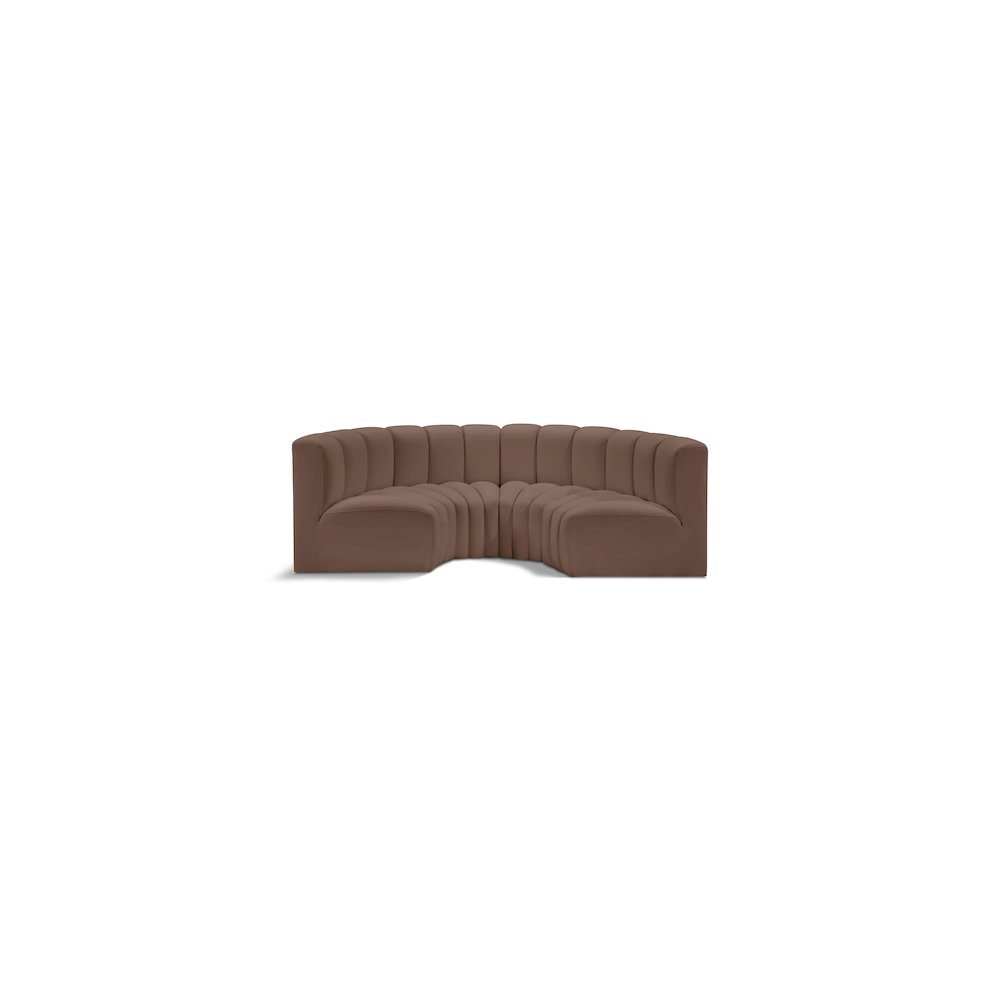 Arc Brown Vegan Leather Modular Sofa. Picture 1