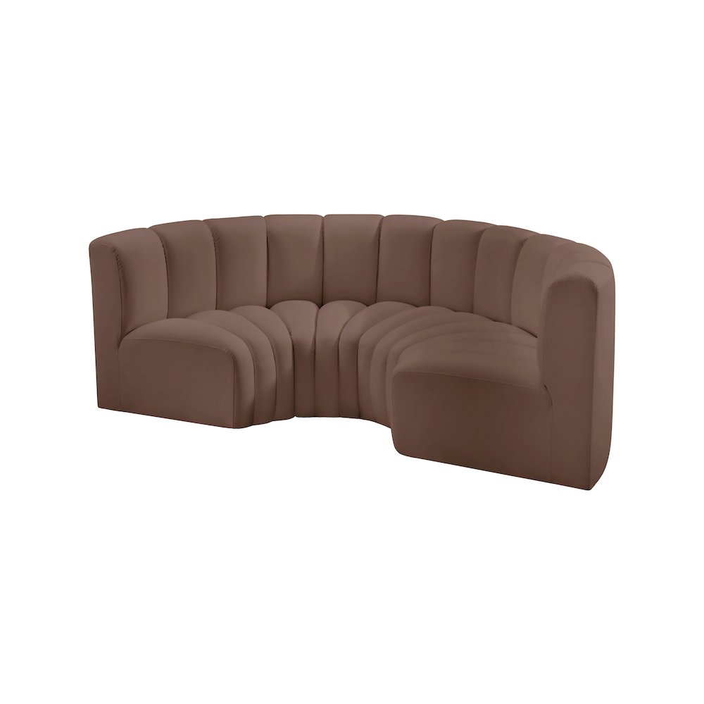 Arc Brown Vegan Leather Modular Sofa. Picture 4