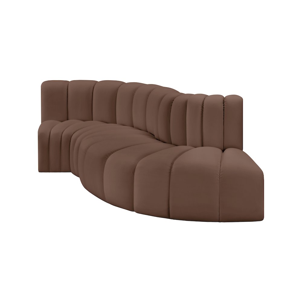 Arc Brown Vegan Leather Modular Sofa. Picture 4