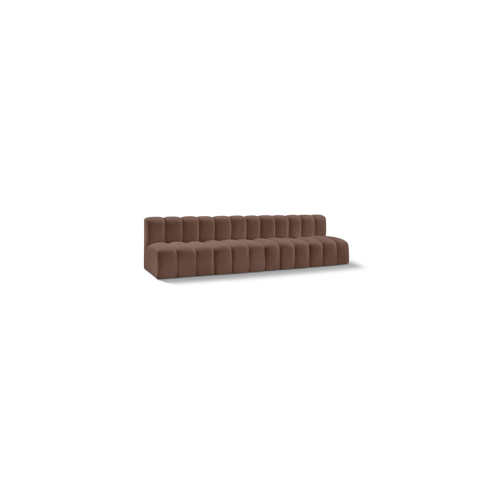 Arc Brown Vegan Leather Modular Sofa. Picture 1