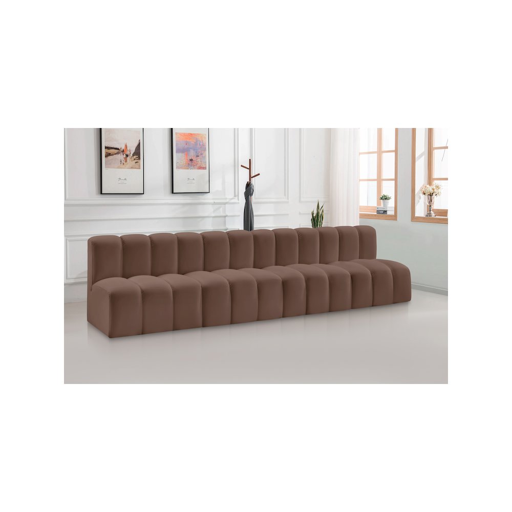 Arc Brown Vegan Leather Modular Sofa. Picture 2