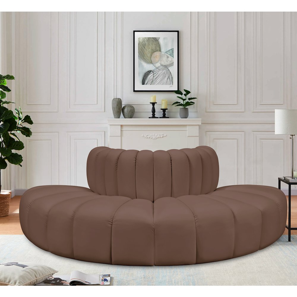 Arc Brown Vegan Leather Modular Sofa. Picture 2