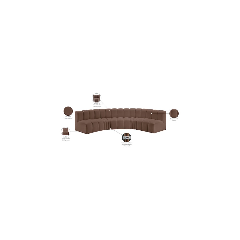 Arc Brown Vegan Leather Modular Sofa. Picture 12