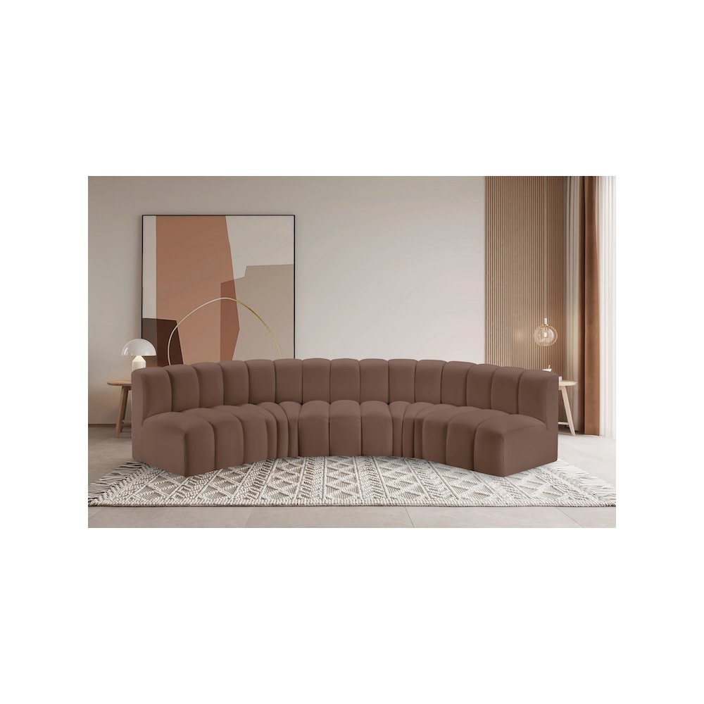 Arc Brown Vegan Leather Modular Sofa. Picture 2