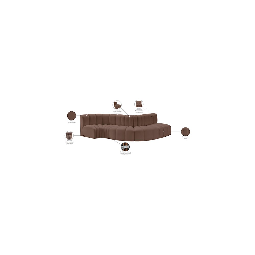 Arc Brown Vegan Leather Modular Sofa. Picture 12