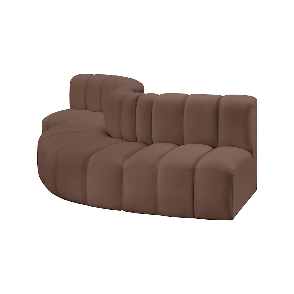 Arc Brown Vegan Leather Modular Sofa. Picture 4