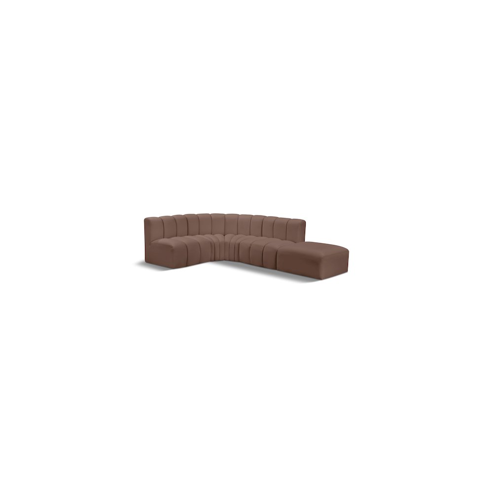 Arc Brown Vegan Leather Modular Sofa. Picture 1